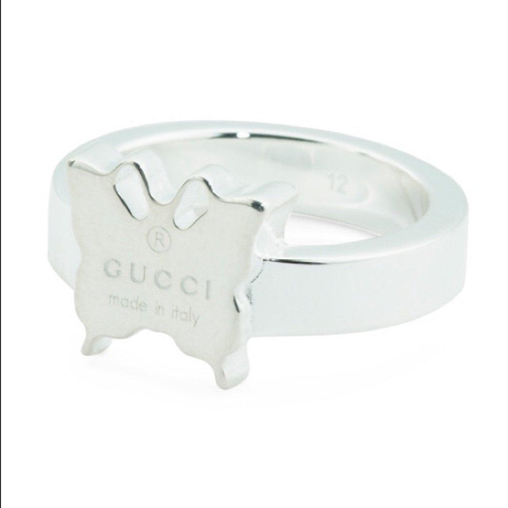 GUCCI Sterling Silver Trademark Butterfly Ring
